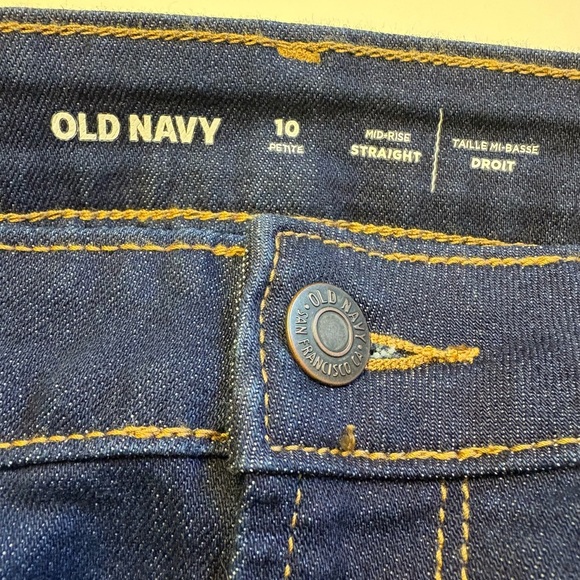 Old Navy Women's Straight Leg Mid-rise Ankle Jeans - Dark Blue women's size 10P - Picture 4 of 10